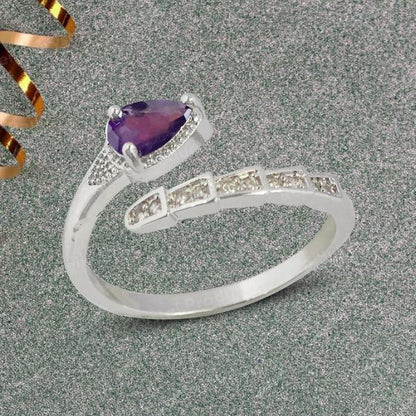 AAA Amethyst Gemstone Adjustable Ring for Women Girls
