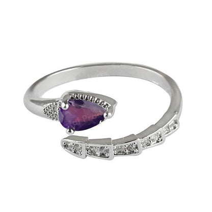 AAA Amethyst Gemstone Adjustable Ring for Women Girls