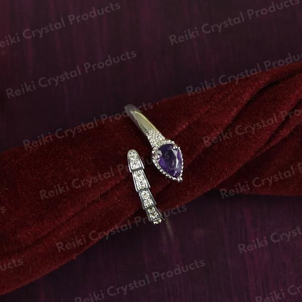 AAA Amethyst Gemstone Adjustable Ring for Women Girls