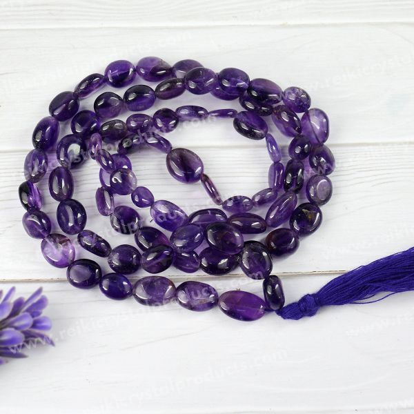 Natural Crystal Stone Oval Beads Mala for Unisex