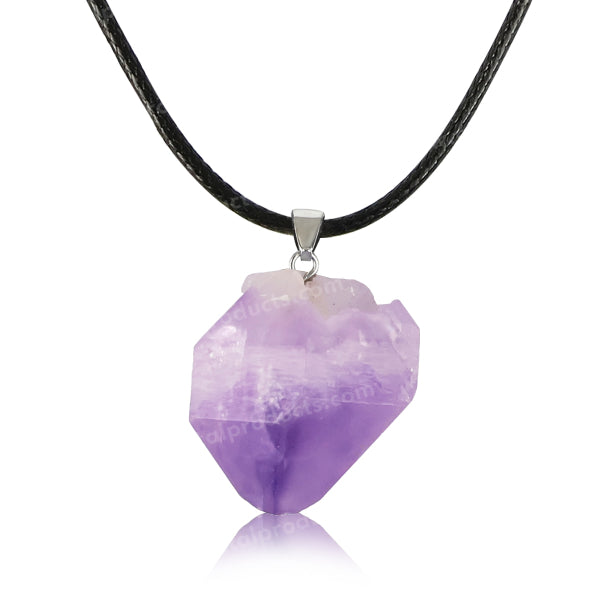 Natural Amethyst Rough Pendant / Locket With Thread Crystal Stone Pendant For Unisex