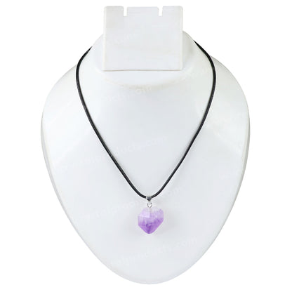 Natural Amethyst Rough Pendant / Locket With Thread Crystal Stone Pendant For Unisex
