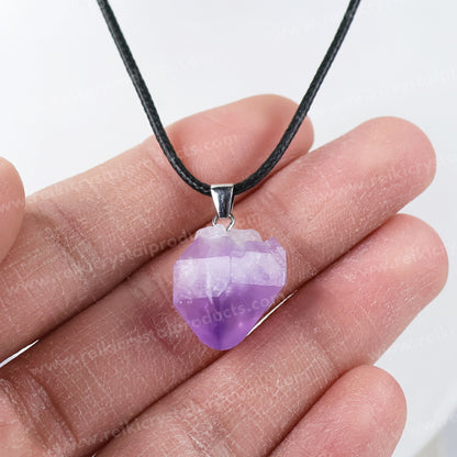 Natural Amethyst Rough Pendant / Locket With Thread Crystal Stone Pendant For Unisex
