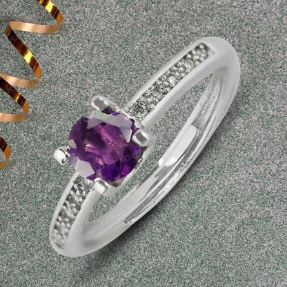 AAA Amethyst Gemstone Adjustable Ring