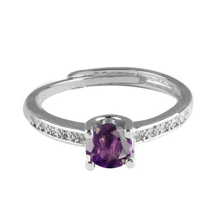 AAA Amethyst Gemstone Adjustable Ring