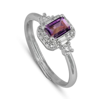AAA Natural Amethyst Gemstone Adjustable Ring for Women Girls