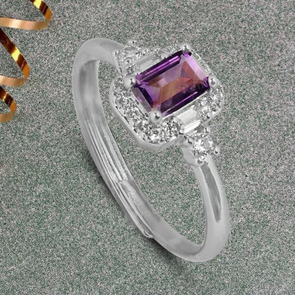 AAA Natural Amethyst Gemstone Adjustable Ring for Women Girls