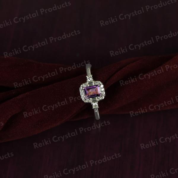 AAA Natural Amethyst Gemstone Adjustable Ring for Women Girls