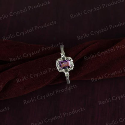AAA Natural Amethyst Gemstone Adjustable Ring for Women Girls