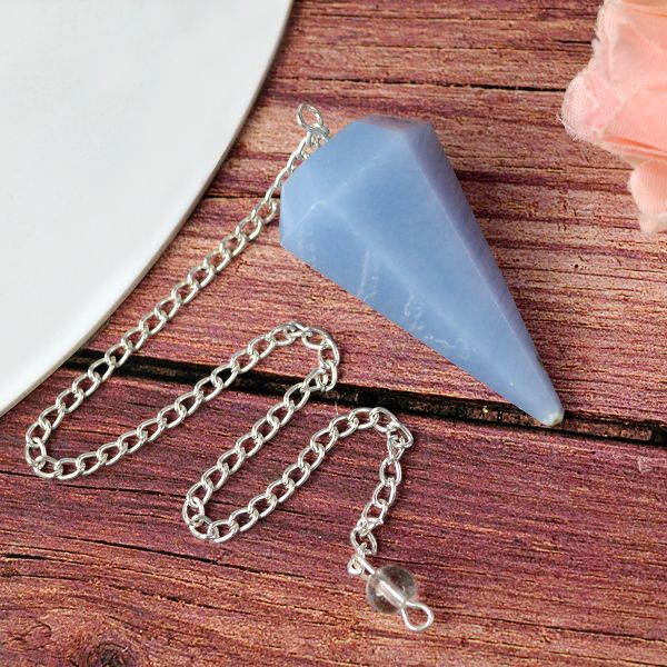 angelite Six faceted dowser pendulum charged by Reiki Grandmaster