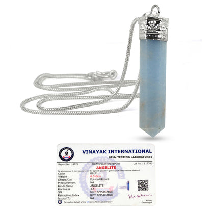 Certified AAA Natural Crystal Stone Pencil Shape Pendant - Locket with Metal Chain