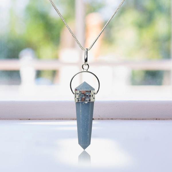 Natural Double Terminated Pencil Shape Pendant - Locket with Chain
