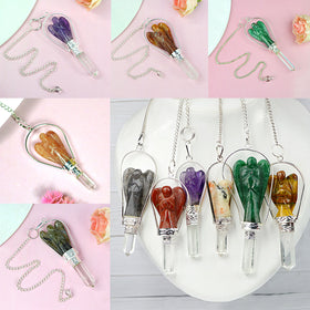 Angel Shape Crystal Dowser Pendulum Reiki Charged Healing Tool