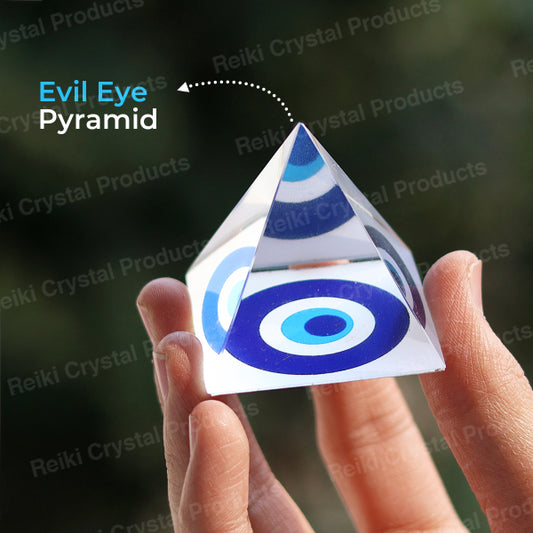 Crystal Glass Evil Eye Pyramid Size 50mm