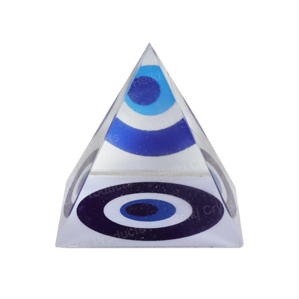 Crystal Glass Evil Eye Pyramid Size 50mm