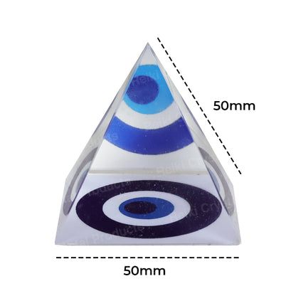 Crystal Glass Evil Eye Pyramid Size 50mm