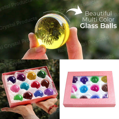 Colour Crystal Glass Ball Set Pack of 12 pc
