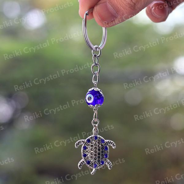 Evil Eye Tortoise Keychain for Keys Car Bike