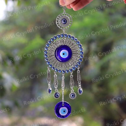 Metal Evil Eye Nazar Battu Wall Hanging for Home Office Size 25.4 cm (10 inch)