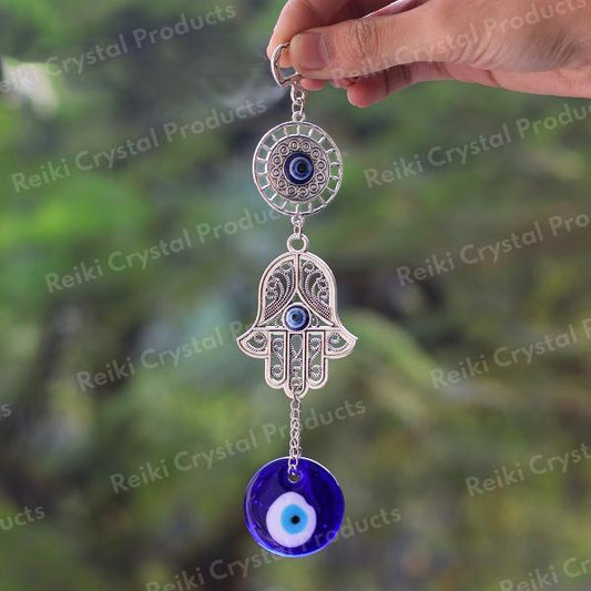 Metal Evil Eye Hamsa Hand Nazar Battu Wall Hanging for Home Office Size 177.5 mm