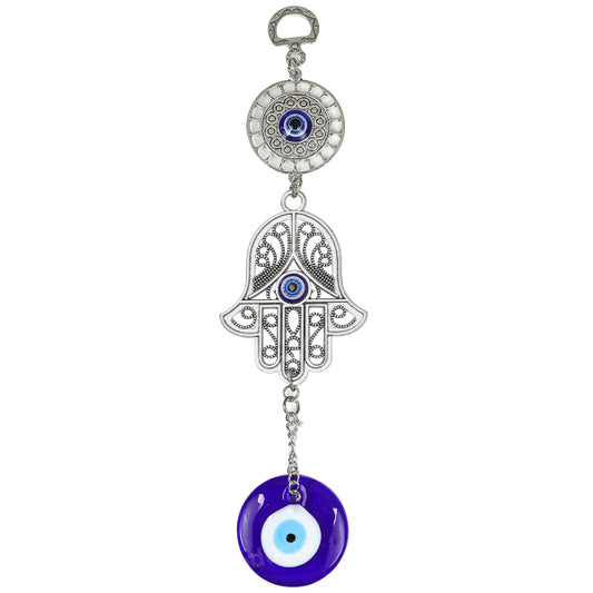 Metal Evil Eye Hamsa Hand Nazar Battu Wall Hanging for Home Office Size 177.5 mm