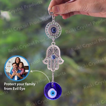 Metal Evil Eye Hamsa Hand Nazar Battu Wall Hanging for Home Office Size 177.5 mm