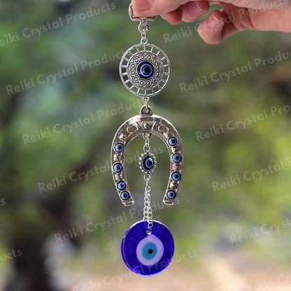 Metal Evil Eye Horse Shoe Nazar Battu Wall Hanging for Home Office Size 177.5 mm