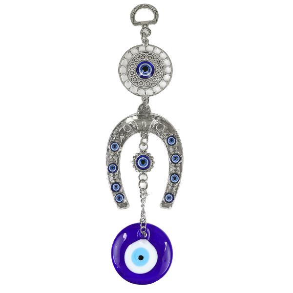 Metal Evil Eye Horse Shoe Nazar Battu Wall Hanging for Home Office Size 177.5 mm