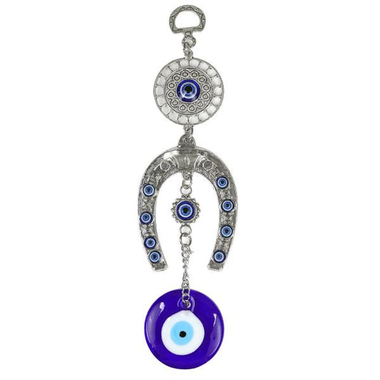Metal Evil Eye Horse Shoe Nazar Battu Wall Hanging for Home Office Size 177.5 mm