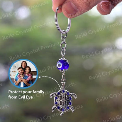 Evil Eye Tortoise Keychain for Keys Car Bike