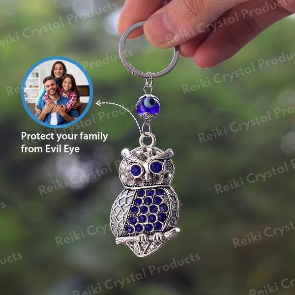 Evil Eye Owl Keychain for Keys Car Bike