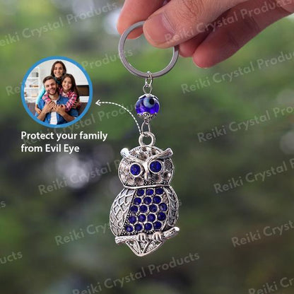 Evil Eye Owl Keychain for Keys Car Bike