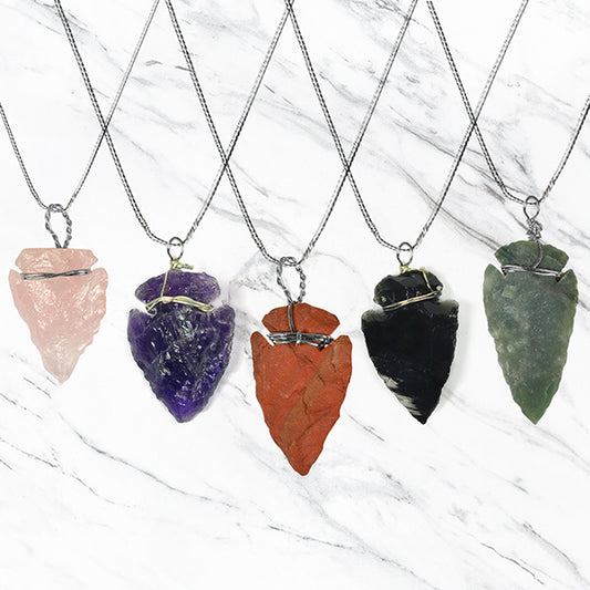 Natural Arrow Head Pendant With Chain