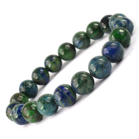 Natural Azurite 10 mm Round Bead Bracelet for Intuition, Clarity & Wisdom