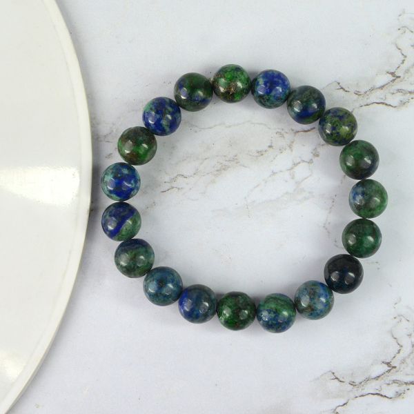 Azurite 10 mm Round Bead Bracelet