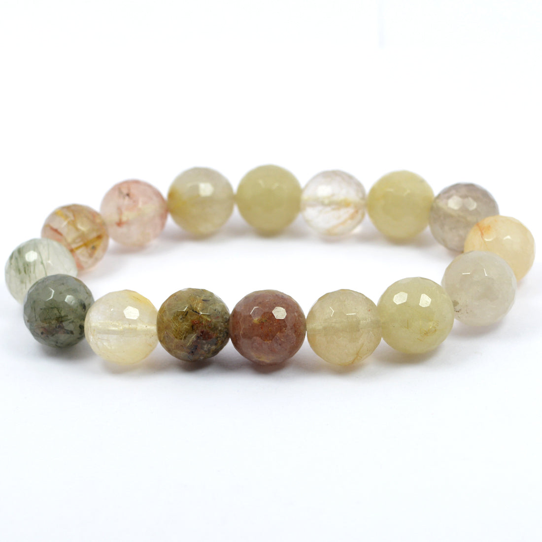 Natural Crystal Stone 10 mm Faceted Bead Bracelet for Unisex