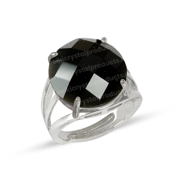Natural Crystal Gemstone Adjustable Ring Round Cutting Shape Ring