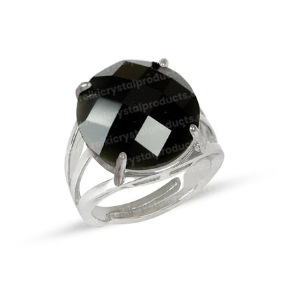 Natural Crystal Gemstone Adjustable Ring Round Cutting Shape Ring