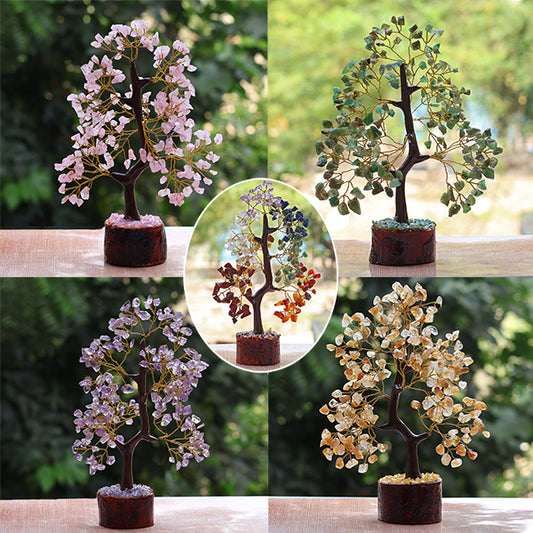 Natural Original Crystal Stone Chip 200 Beads Tree for Decorative Showpiece
