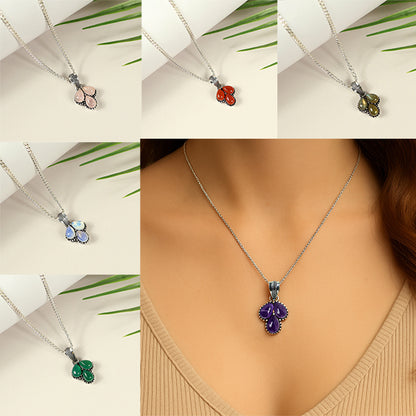 Natural Crystal Gemstone Pendant Locket with Chain for Women Girls