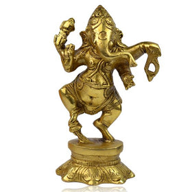 Brass Shri Ganesh / Ganpati Statue Idol Murti for Home Temple, Pooja Room & Spiritual Decor | Premium Brass Lord Ganesha Murti for Diwali, Housewarming & Gifting | Height 11.5 cm | Weight 500 Gram