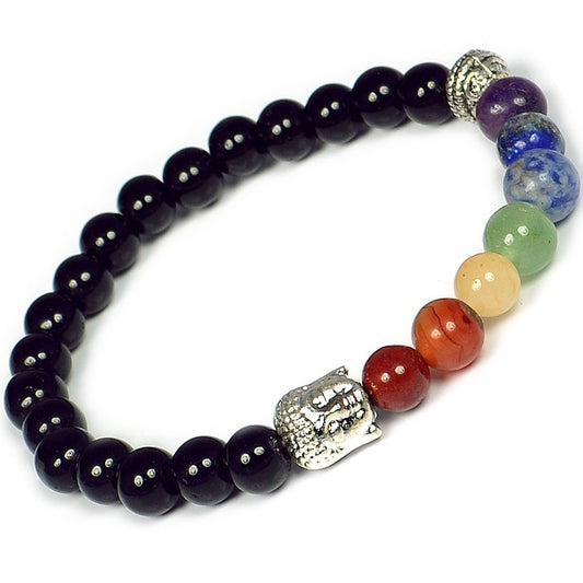 Black Onyx Bracelet 7 Chakra Bracelet Buddha Head Bracelet Combinatin Bracelet