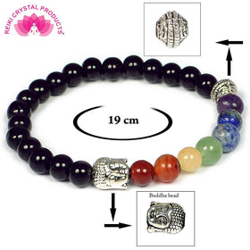 Black Onyx Bracelet 7 Chakra Bracelet Buddha Head Bracelet Combinatin Bracelet