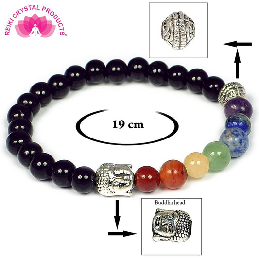 Black Onyx Bracelet 7 Chakra Bracelet Buddha Head Bracelet Combinatin Bracelet