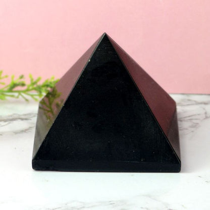 Natural Black Agate Pyramid 50-55 mm