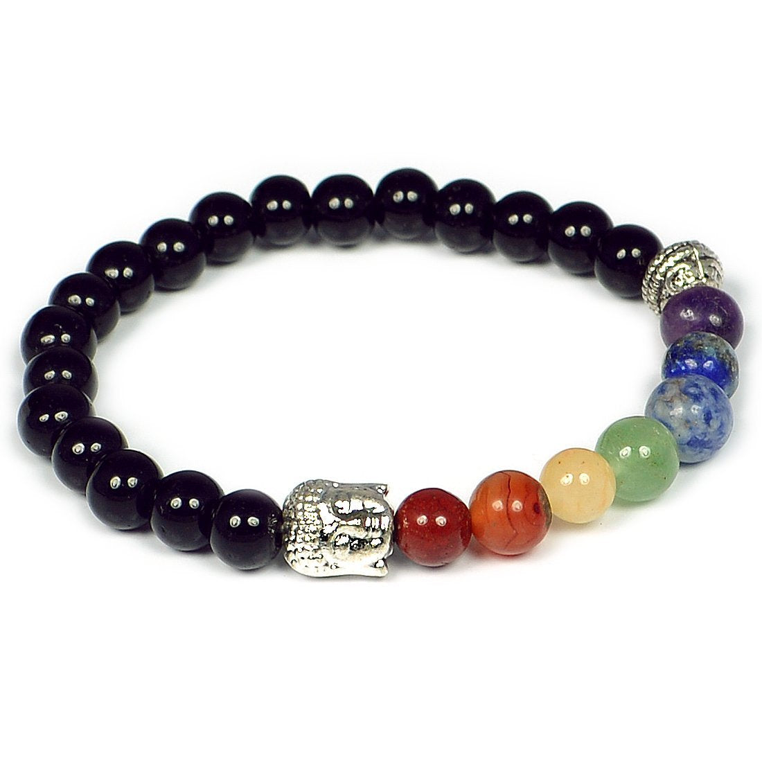 Black Onyx Bracelet 7 Chakra Bracelet Buddha Head Bracelet Combinatin Bracelet