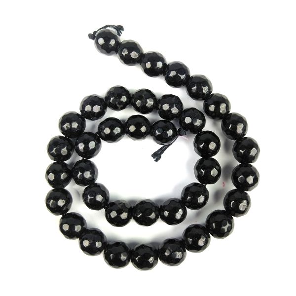 Black Tourmaline 10 mm Faceted Loose Beads 35-40 pcs for Making Bracelet Mala Necklaces