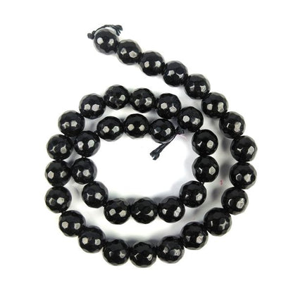 Black Tourmaline 10 mm Faceted Loose Beads 35-40 pcs for Making Bracelet Mala Necklaces