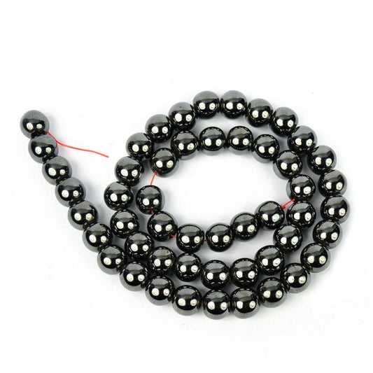 Hematite 8 mm Round Loose Beads 45-50 pcs for Making Bracelet Mala Necklaces