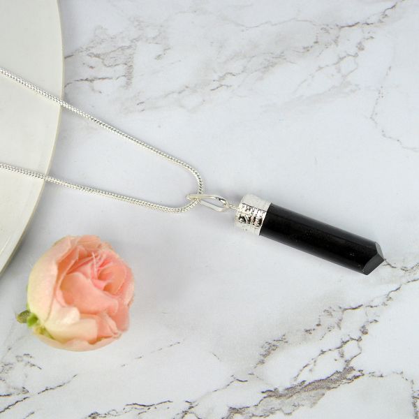 Natural AAA Pencil Shape Pendant - Locket With Metal Chain
